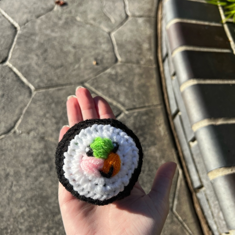 Hand Crocheted Happy Little Sushi Roll Plushie! - Picture 6 of 13
